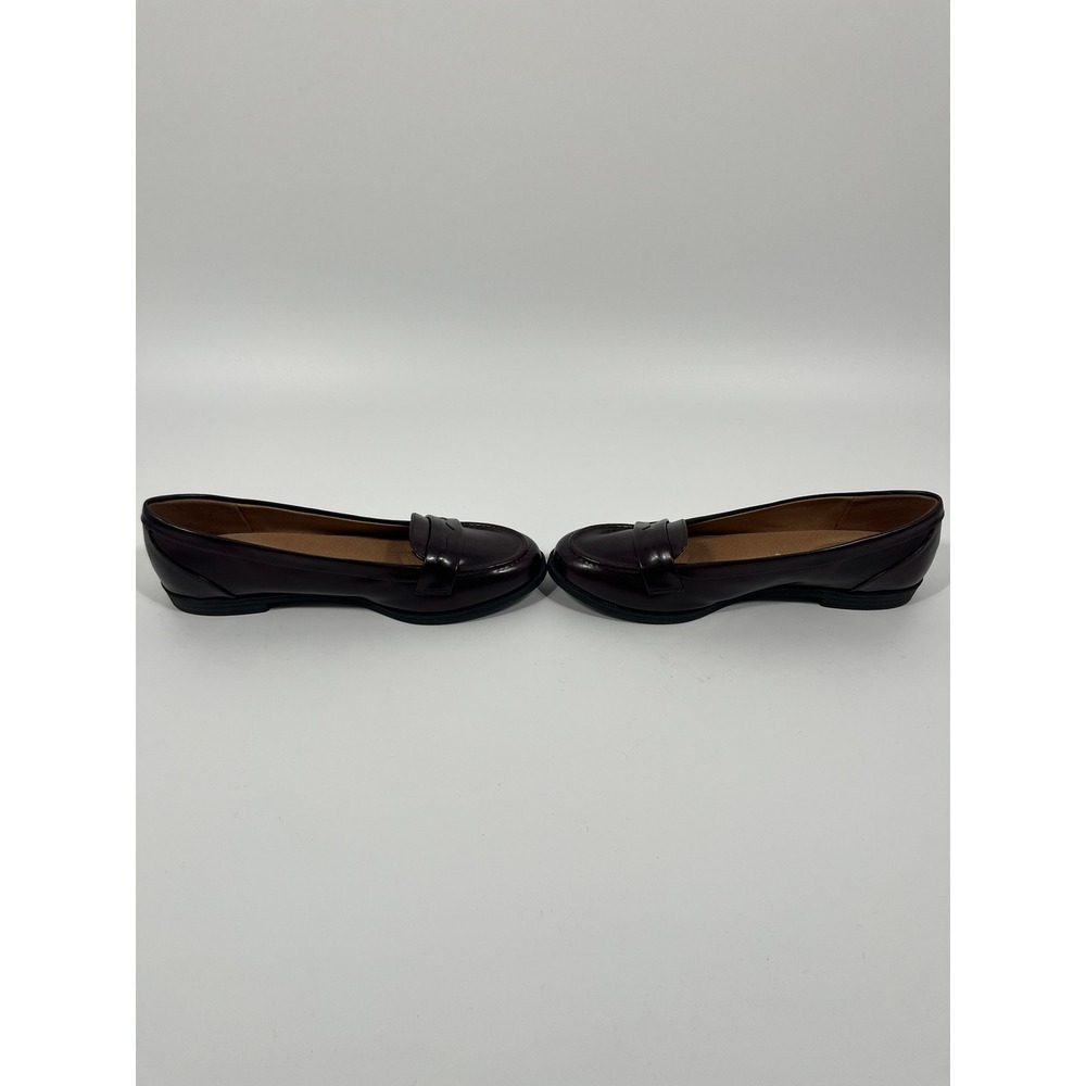 Women Slip On Penny Loafers 10 Burgundy Chic Minimalist Office Capsule Old Money - Picture 4 of 9